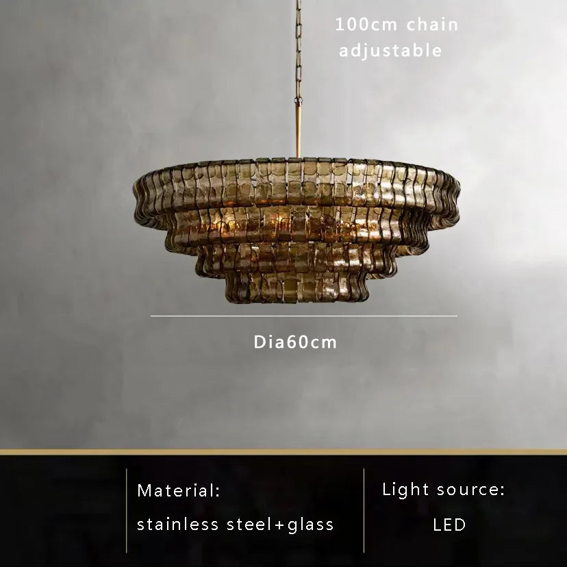 Afralia™ Brown Glass Chandelier for Dining & Living Room, Classic Vintage Suspension Lamps