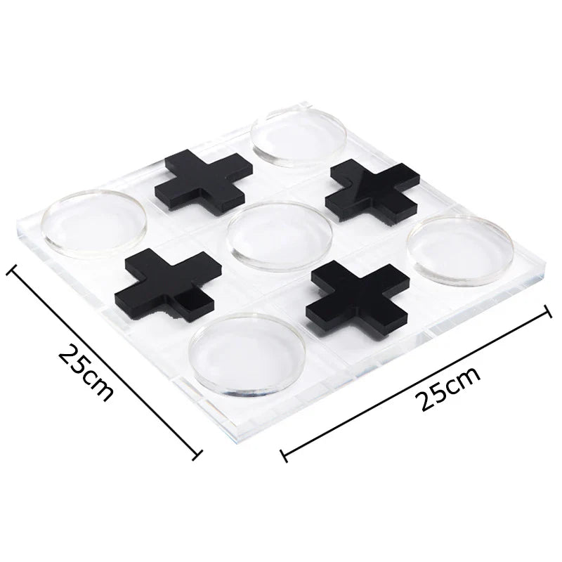 Afralia™ Acrylic Tic-Tac-Toe Chessboard Set: Geometric Artwork Ornaments & Chess Pieces
