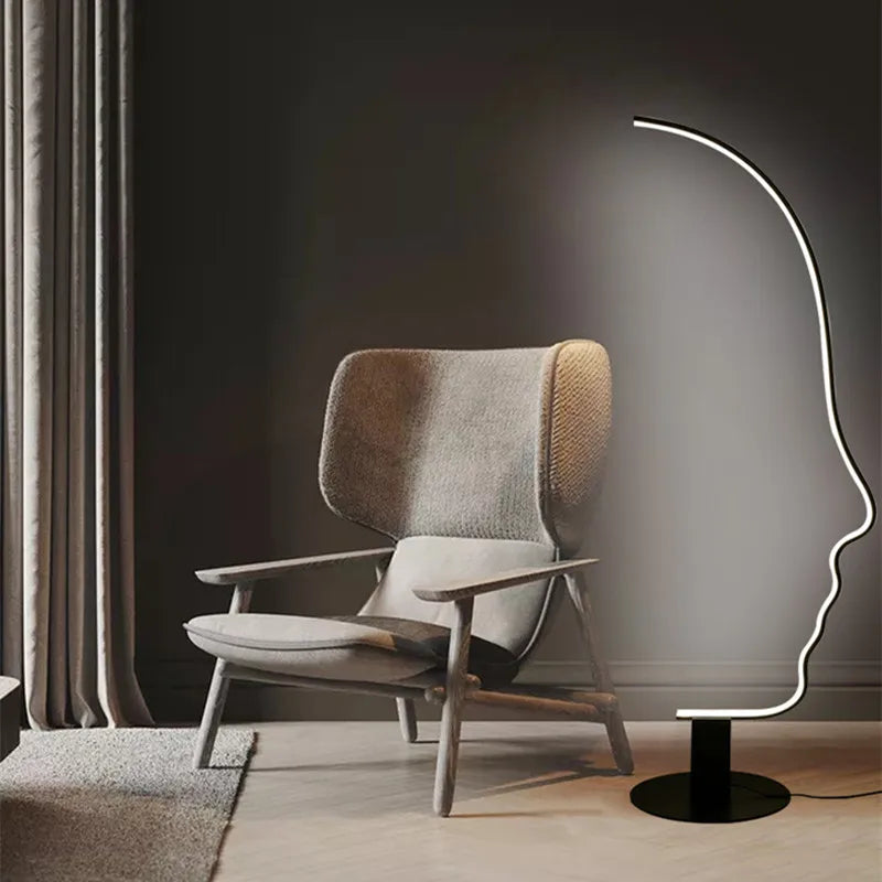 Afralia™ Modern Human Face Art Floor Lamp: Creative Nordic Design for Living Room, Bedroom.