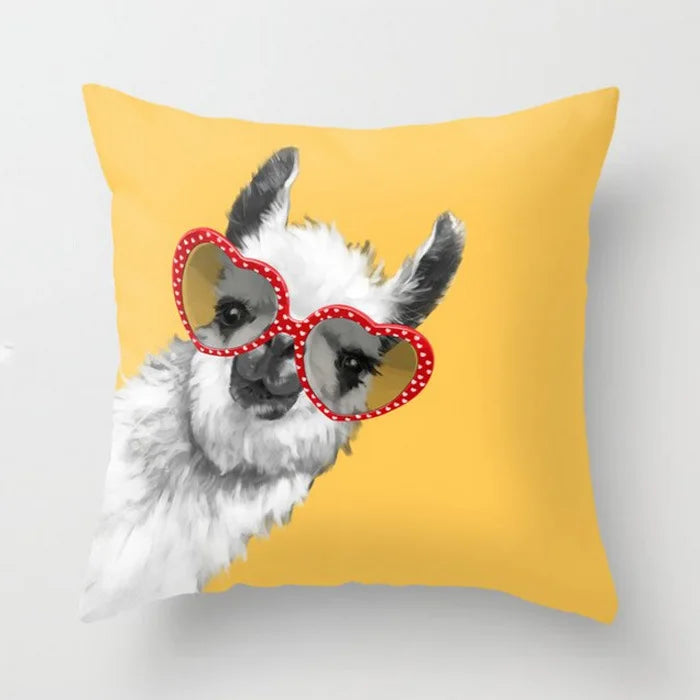 Afralia™ Yellow Giraffe Design Cushion Cover 45x45cm - Decorative Pillowcase for Home Decor