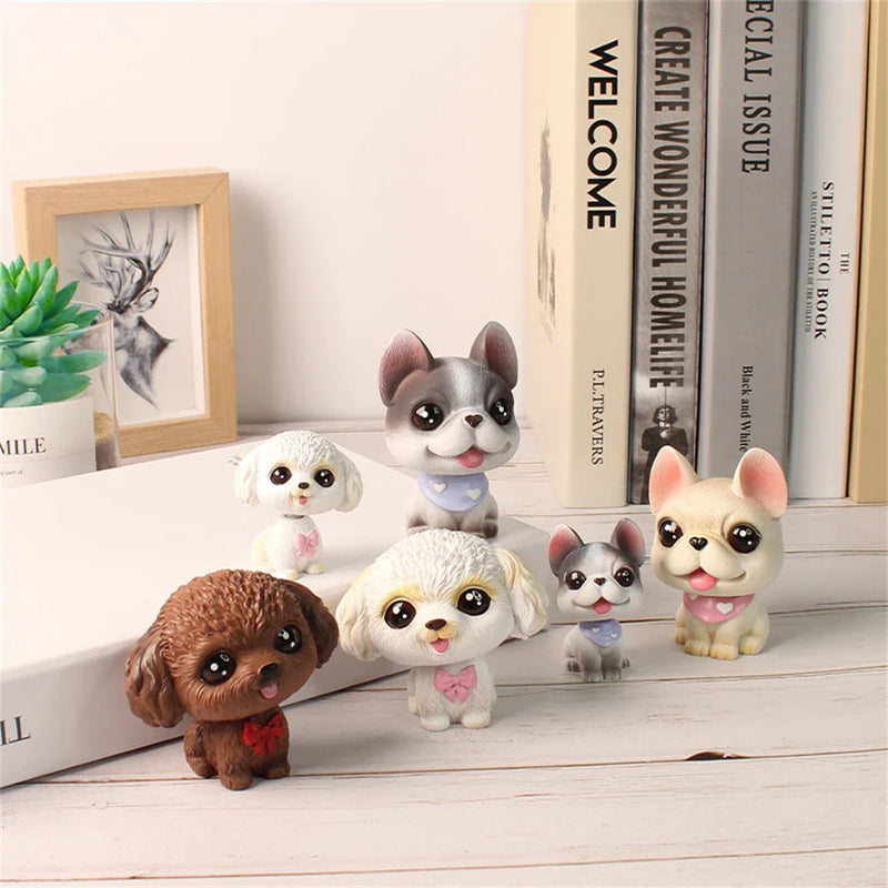 Afralia™ Resin Shiba Inu Dog Figurine Miniature Garden Ornaments Bulldog Dolls Decor