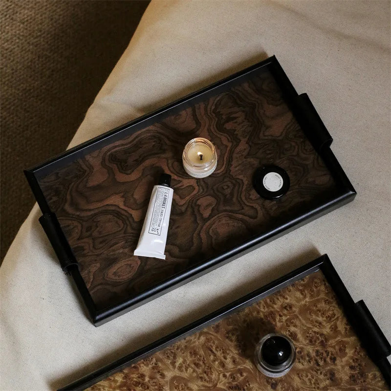 Afralia™ Wooden Tray Volcano Pattern Vintage Style Aromatherapy Jewelry Tray