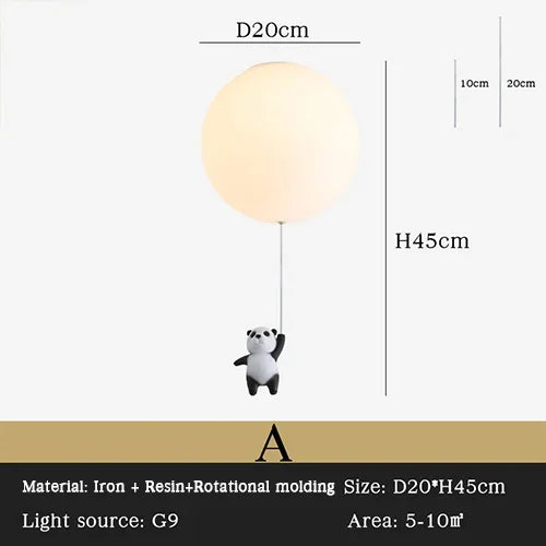 Afralia™ Kids Bear LED Ceiling Chandelier, Cute Bedroom Pendant Light for Boys and Girls