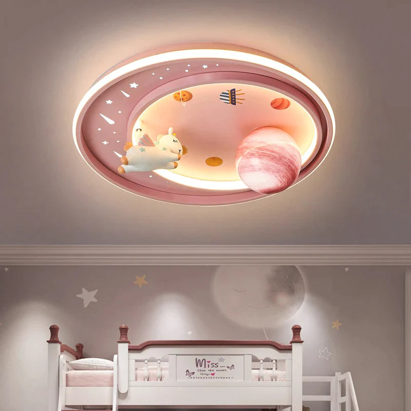 Afralia™ Astronaut Astros Planet Ceiling Light for Child's Bedroom