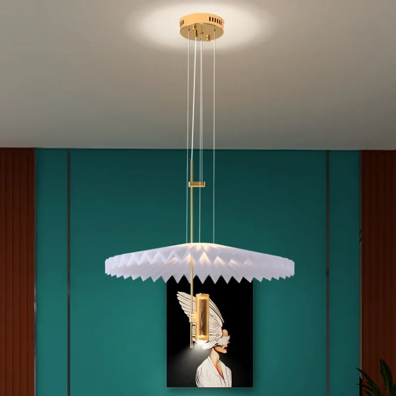 Afralia™ Minimalist Golden Chandelier for Restaurant Living Room Bedroom