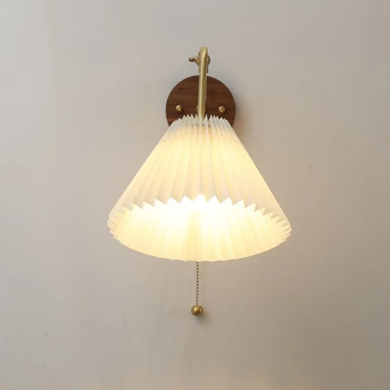 Afralia™ Rotating Copper LED Wall Light with Pull Chain Switch and Walnut Base