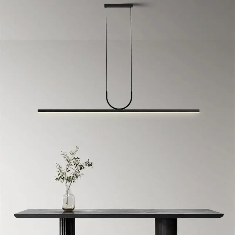 Afralia™ Black LED Ceiling Chandelier for Dining Room Kitchen Island - Modern Hanging Fixture