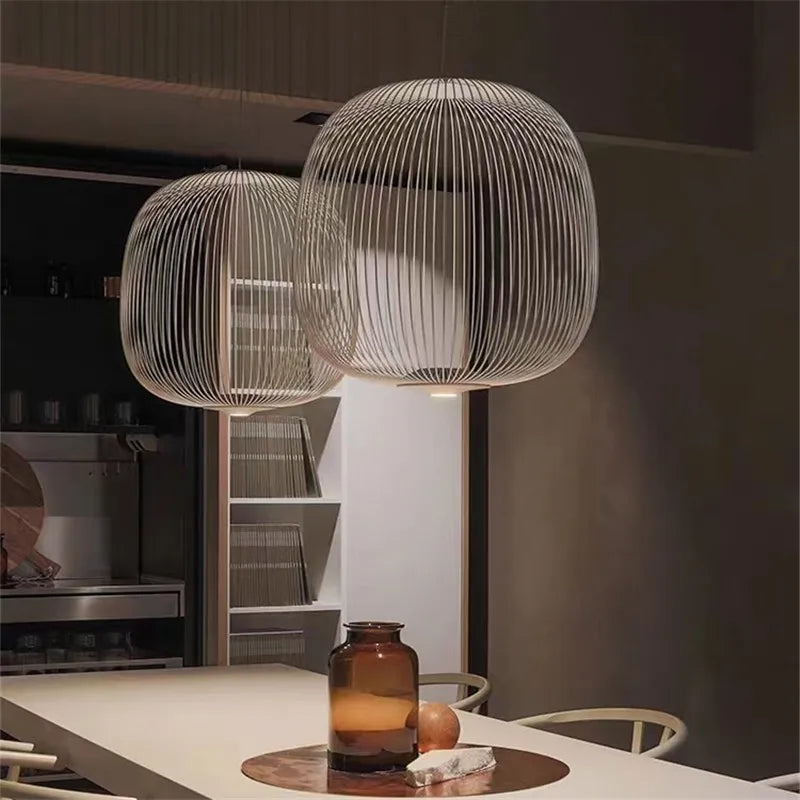 Afralia™ Spokes Pendant: Minimalist Birdcage Hanging Light for Villa, Lobby, Staircase & Home Decor