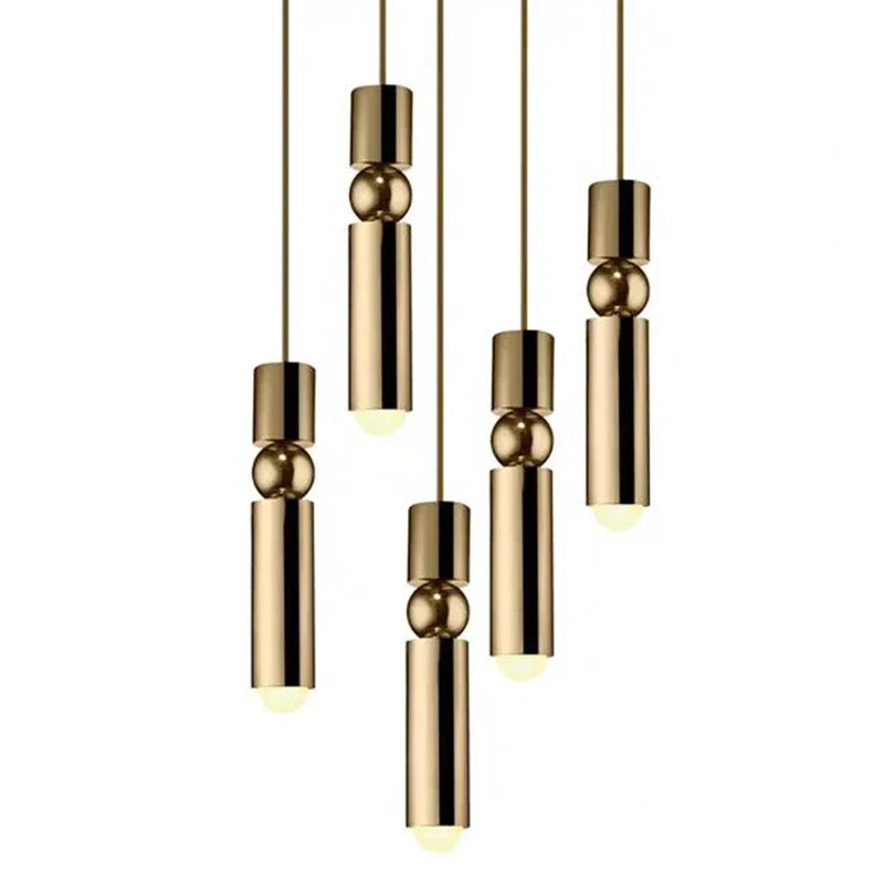 Afralia™ Black Gold LED Tube Pendant Lamp for Home Shop Decoration