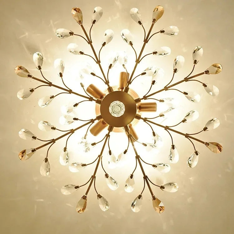 Afralia™ Crystal Tree Chandelier Ceiling Light for Bedroom with LED E14 Bulbs