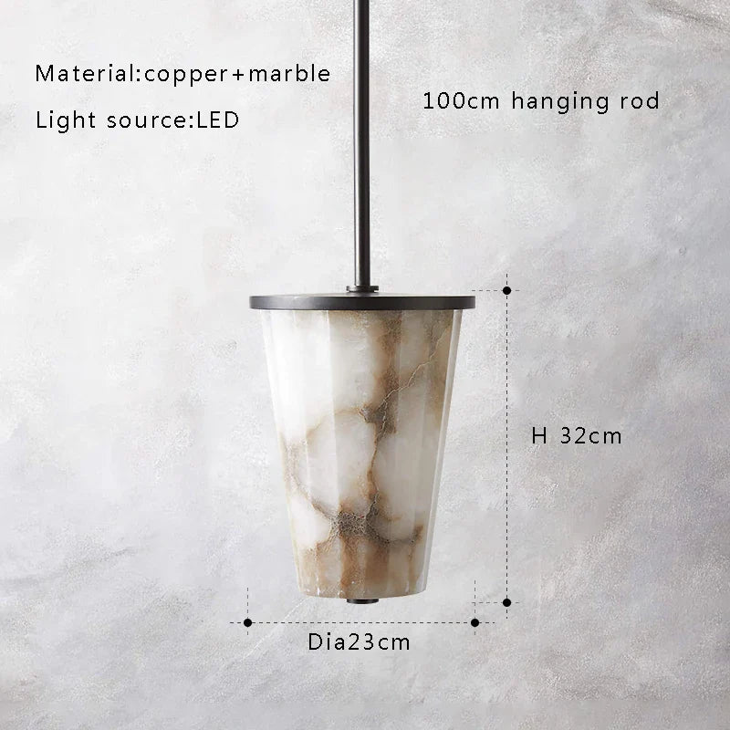 White Spanish Marble Pendant Lamp by Afralia™: Copper Hanging Lustres for Dining & Bedside