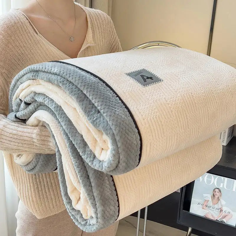 Afralia™ Light Luxury Velvet Plush Cotton Blanket