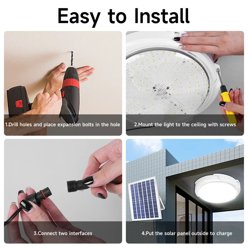 Afralia™ Solar LED Ceiling & House Lamp, Indoor & Outdoor Waterproof Light