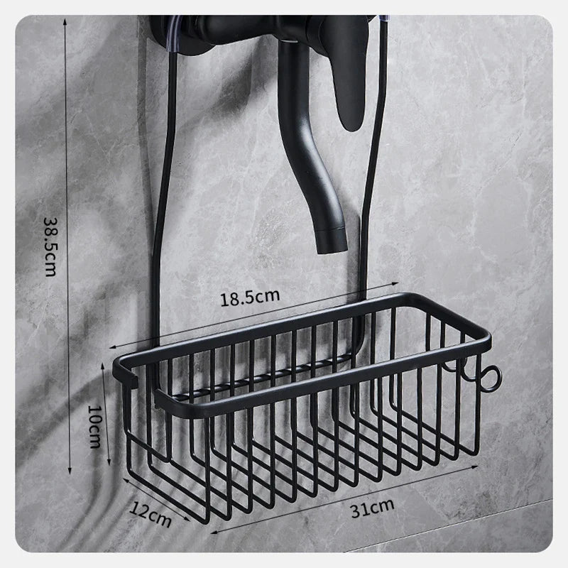 Aluminium Bathroom Shelf with Faucet Hanger by Afralia™ - Shower Shampoo Holder and Storage Organizer