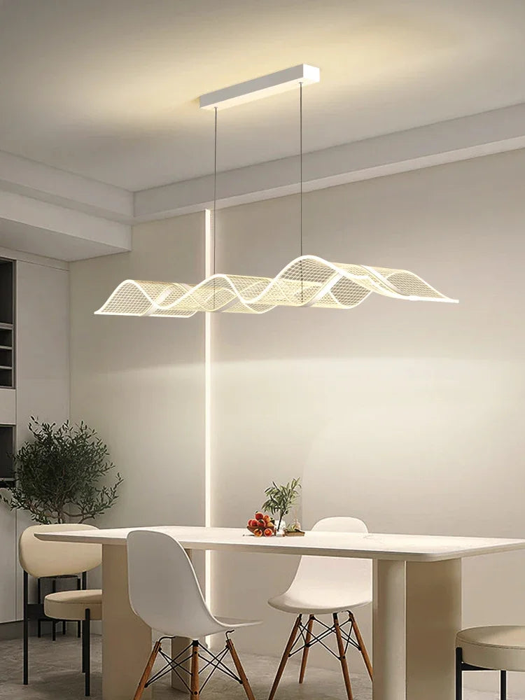 Afralia™ LED Wave Pendant Light for Living Room Kitchen Decor - Indoor Hanging Lights