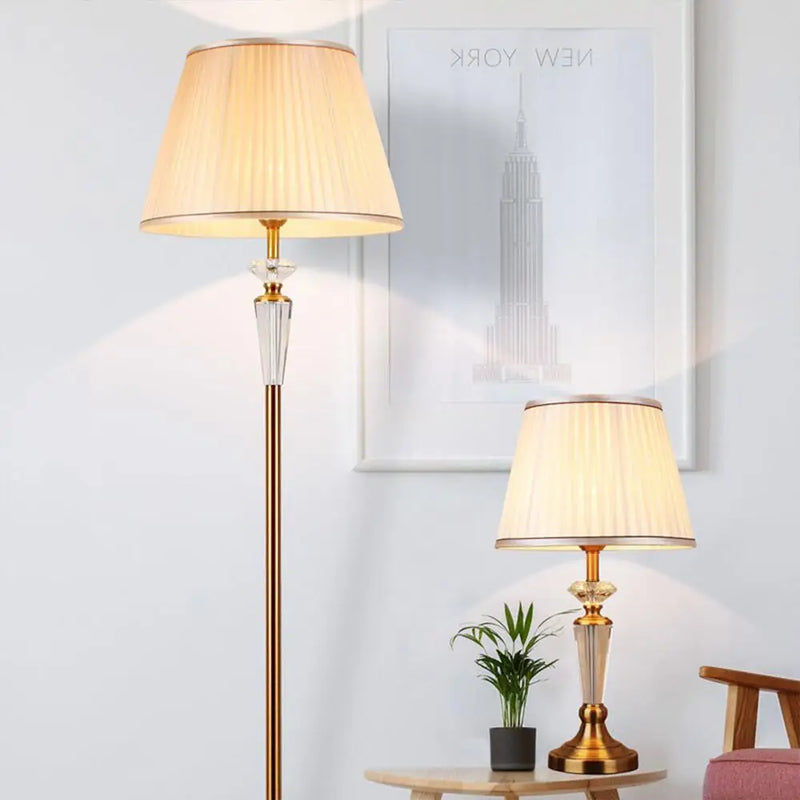 Afralia™ Crystal Floor Lamp: European Retro Table Lamp for Home Décor, Living Room, Bedroom