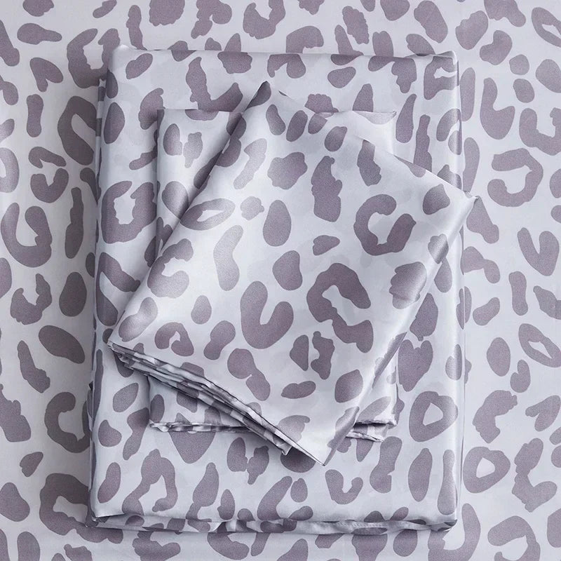 Afralia™ Satin Leopard Print Sheet Set - Queen/King Sizes