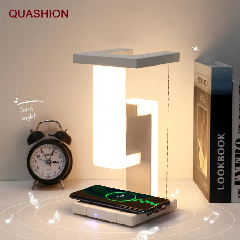 Afralia™ Wireless Charging Desk Lamp LED Night Light for Bedroom, Anti-Gravity Design