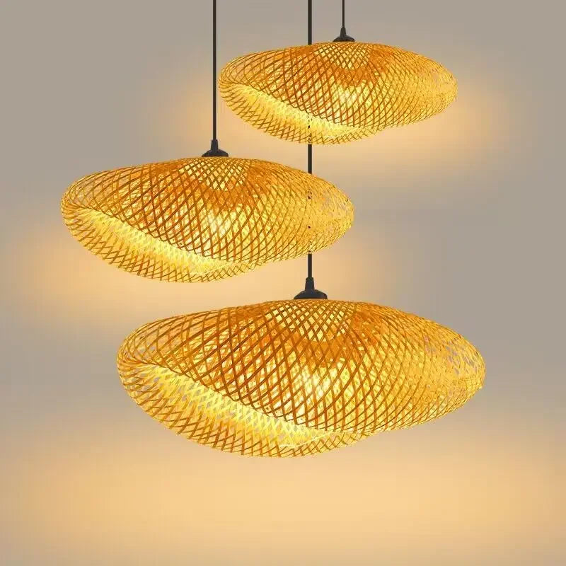 Afralia™ Bamboo Chandelier: Handwoven LED Ceiling Pendant for Home Decor