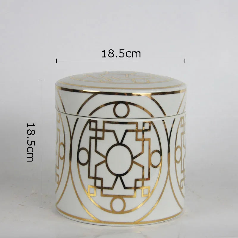 Afralia™ Gold Geometric Storage Jar Set