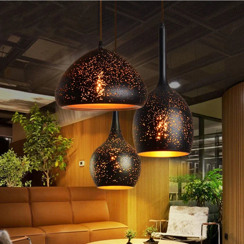 Afralia™ Etched Iron Chandelier Pendant Light Fixture for Dining and Living Room