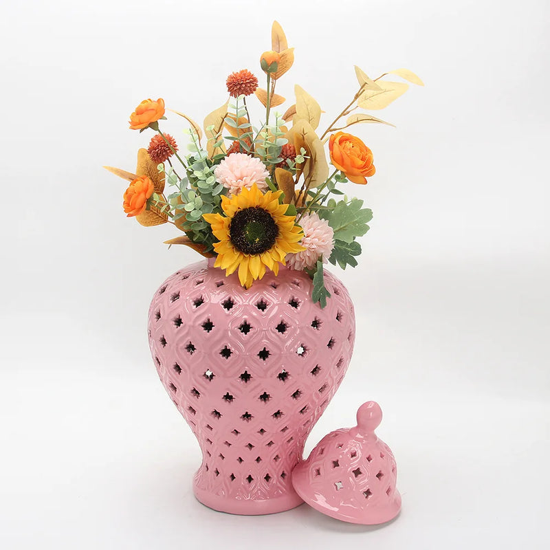 Afralia™ Ceramic Ginger Jar Vase Candy Storage Home Decor