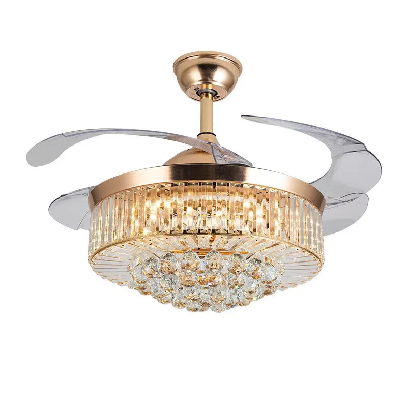 Afralia™ Crystal Ceiling Fan with Remote Control and Retractable Blades