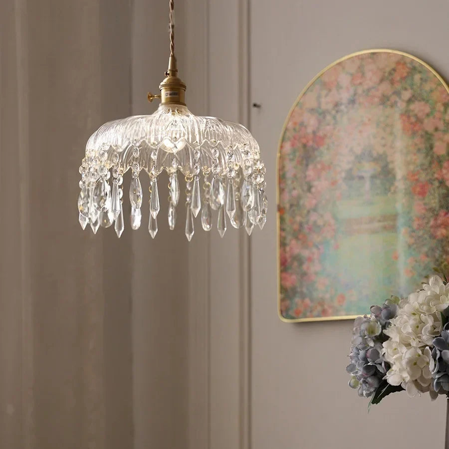 Afralia™ Crystal Glass LED Pendant Lamp: Modern Luxury Interior Lighting for Home Decor