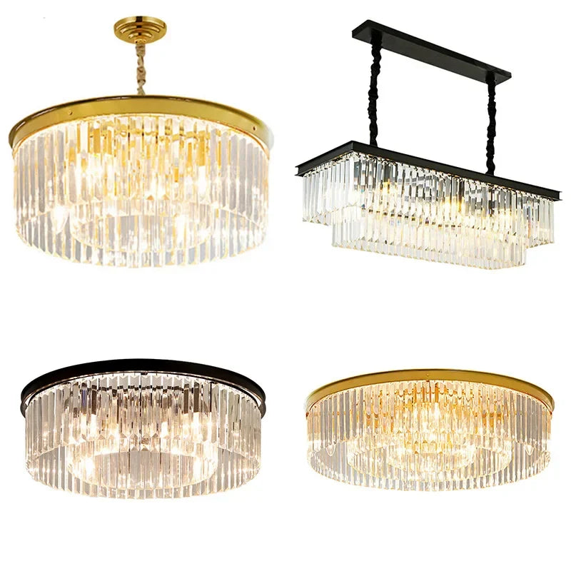 Afralia™ Oval Crystal Chandelier in Gold Finish for Dining Room, Bedroom, Living Room