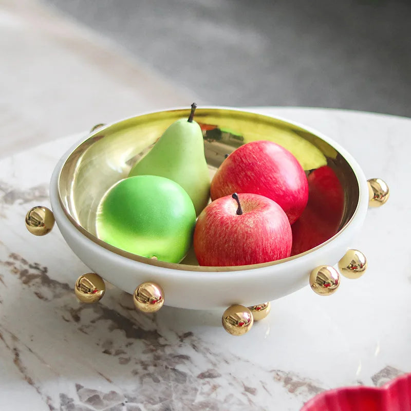 Afralia™ Geometric Sphere Fruit Bowl Round Tray Home Decoration Storage Container