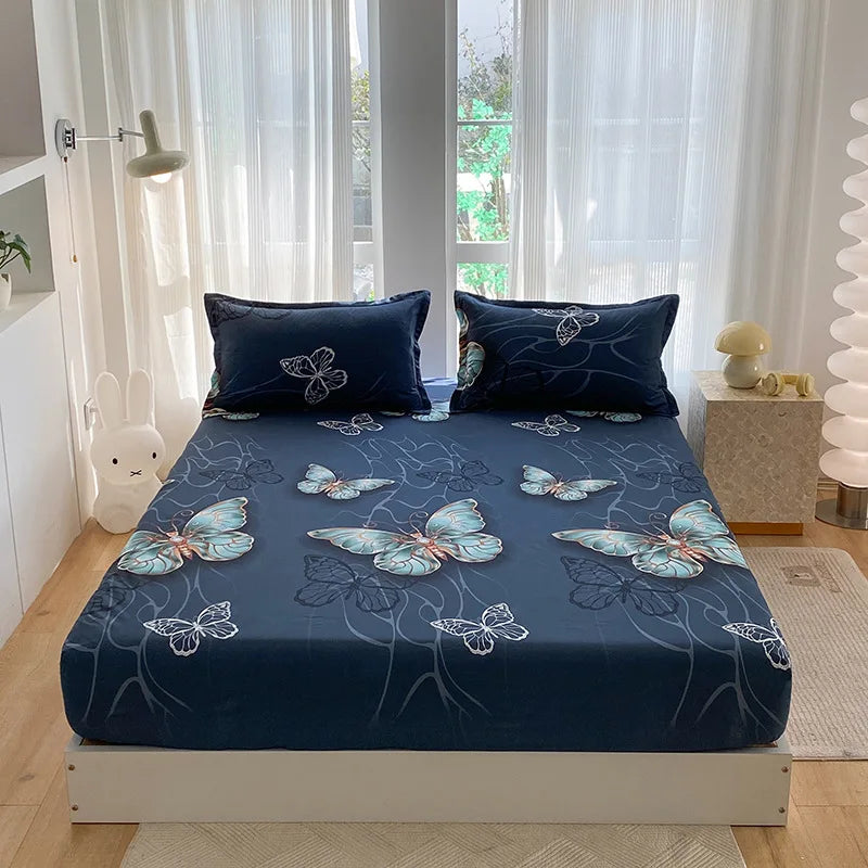 Afralia™ Printed Waterproof Fitted Bed Sheet Full Queen Size Bed Cover