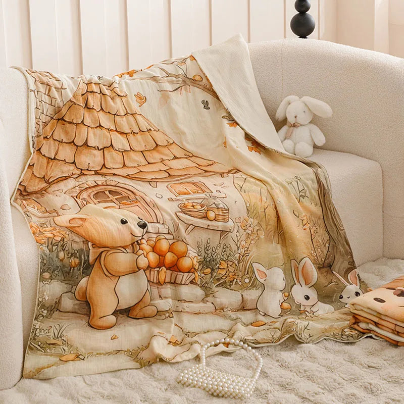 Afralia™ Cartoon Printed Cotton Blanket: Soft, Cozy Sofa Cover for Home & Office Napping