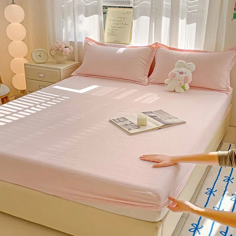 Afralia™ Soft Grid Pattern Cotton Bedsheet - Skin Friendly, Non Slip & Ultra Thin