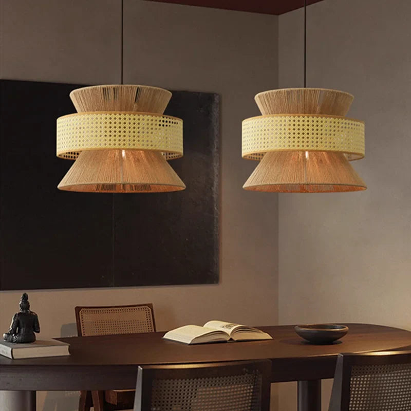 Afralia™ Vintage Style Handmade Hemp Rope Pendant Light for Dining Room Hotel Tables