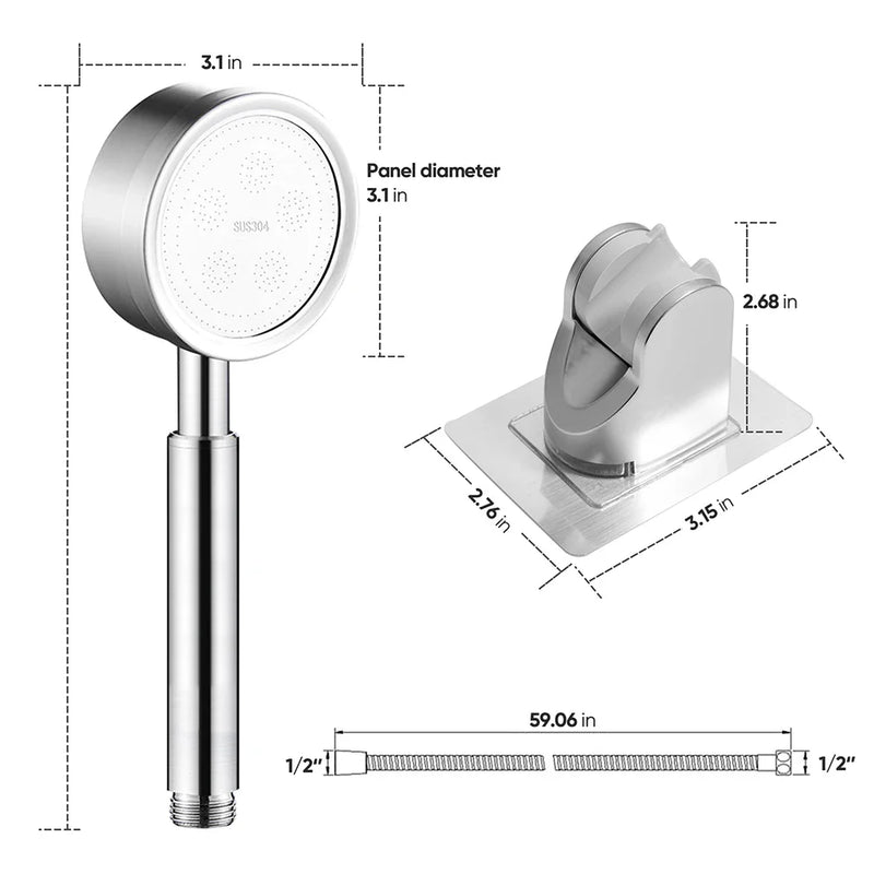 Afralia™ Stainless Steel Hand Held Shower Head for Bath, Water Saving Sprayer, Bathroom Accessories