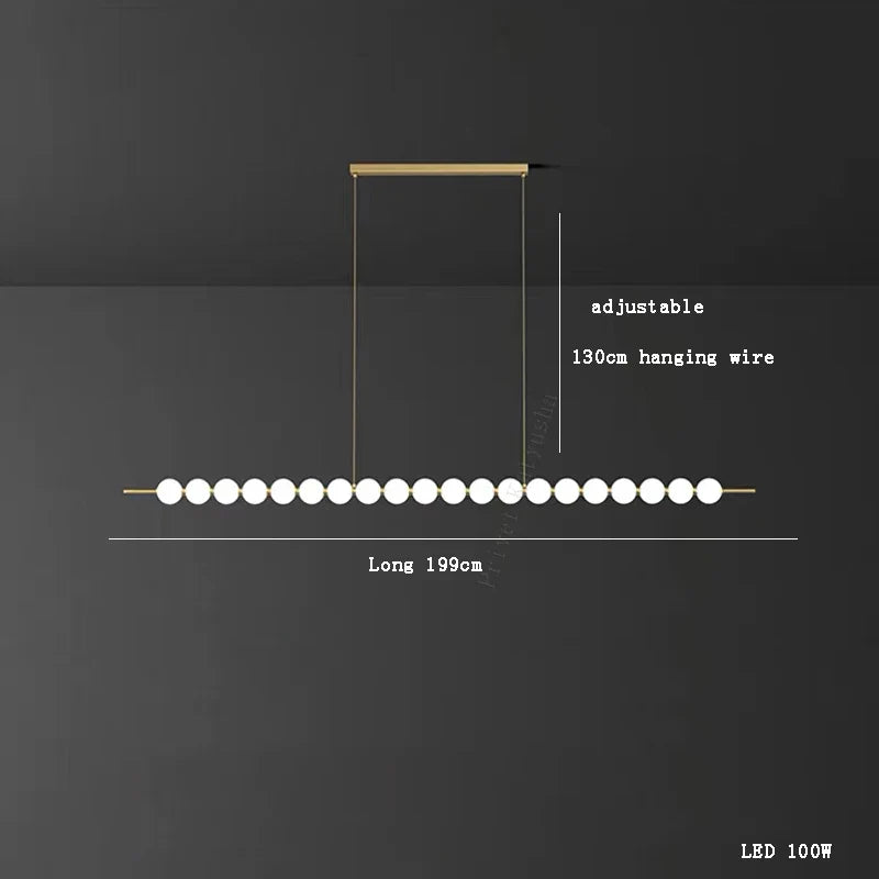 Afralia™ Modern Magic Bean Brass White Ball LED Ceiling Chandelier