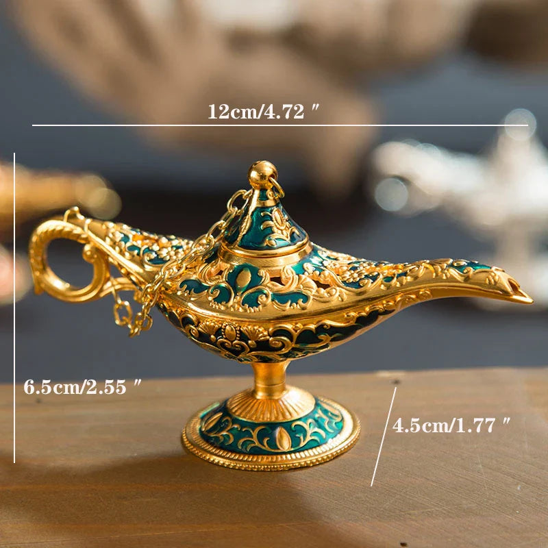 Afralia™ Vintage Aladdin Genie Lamp Incense Burner Retro Home Decor Gift