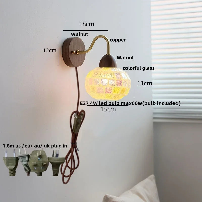 Afralia™ Tiffany Style Glass LED Wall Light with Colorful Shell Design