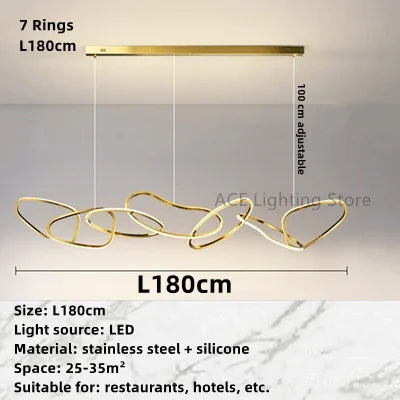 Afralia™ Gold LED Ring Ceiling Chandelier: Modern Luxury for Bar, Hotel, Bedroom & Restaurant