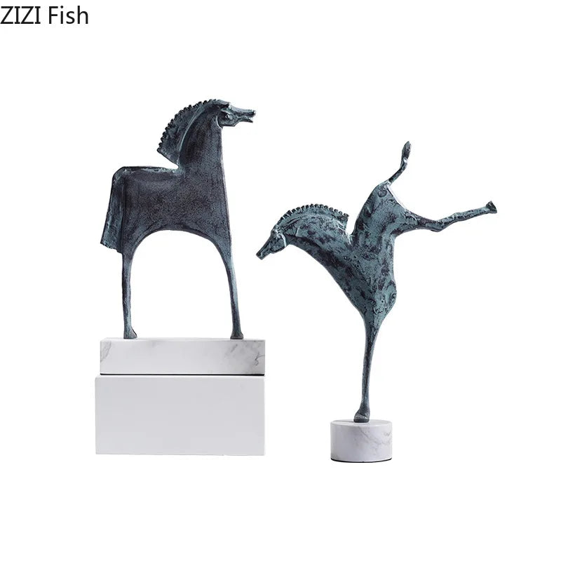 Afralia™ Iron Horse Statue - Modern Desk Decor & Room Ornaments