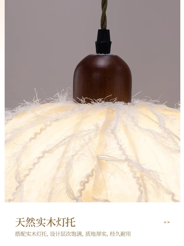 Afralia™ Pink Fabric Tassels Chandelier for Girl Bedroom, Beauty Salon & Cafe Room Lighting