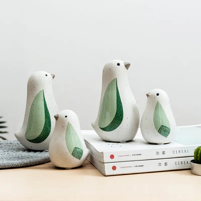 Afralia™ Ceramic Bird Figurines: Nordic Creative Home Decor Ornaments