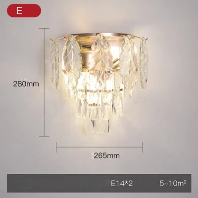 Afralia™ Crystal Gold Stainless Steel LED Dimmable Wall Sconce