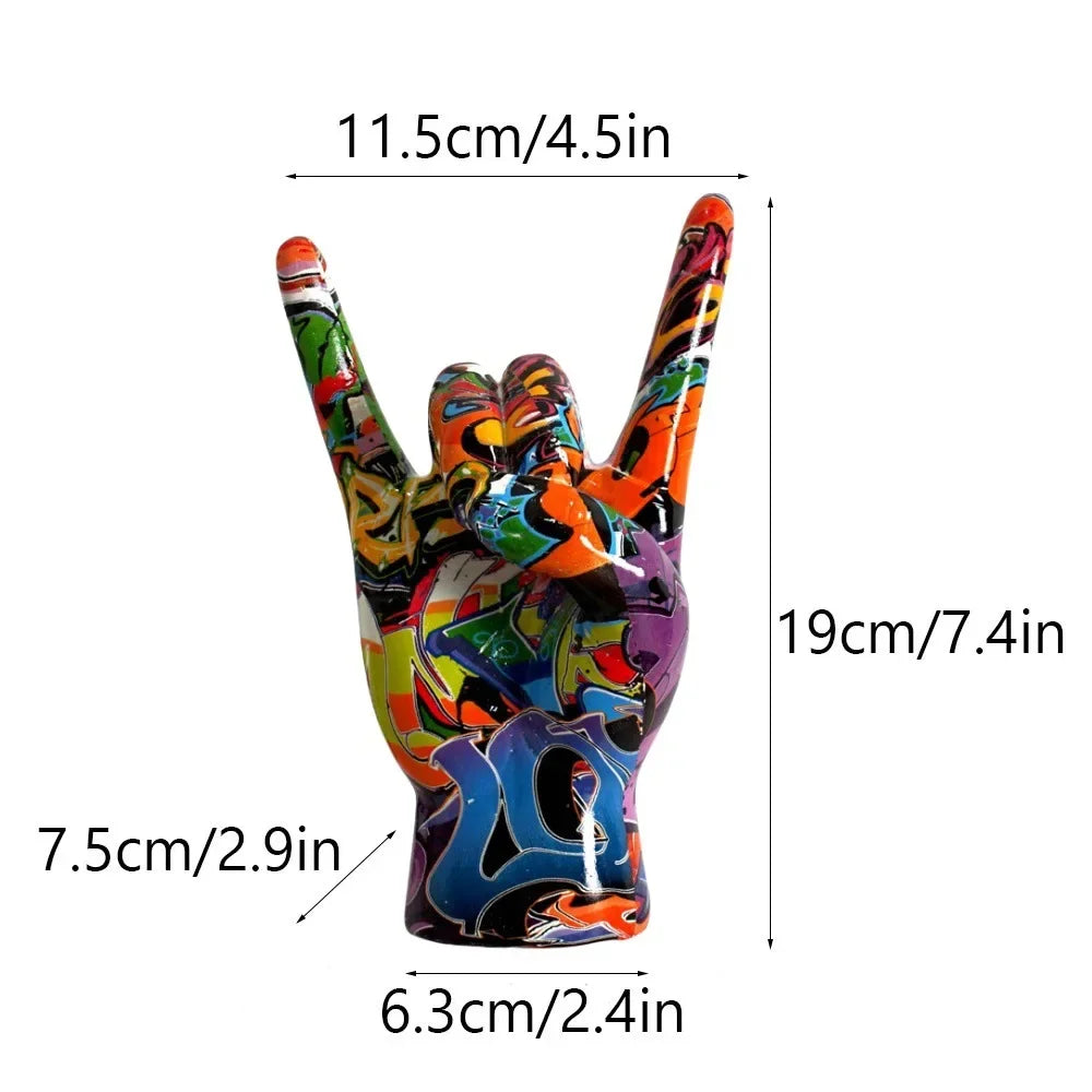 Afralia™ Hand Statue 19cm Modern Pop Art Resin Sculpture Home Decor