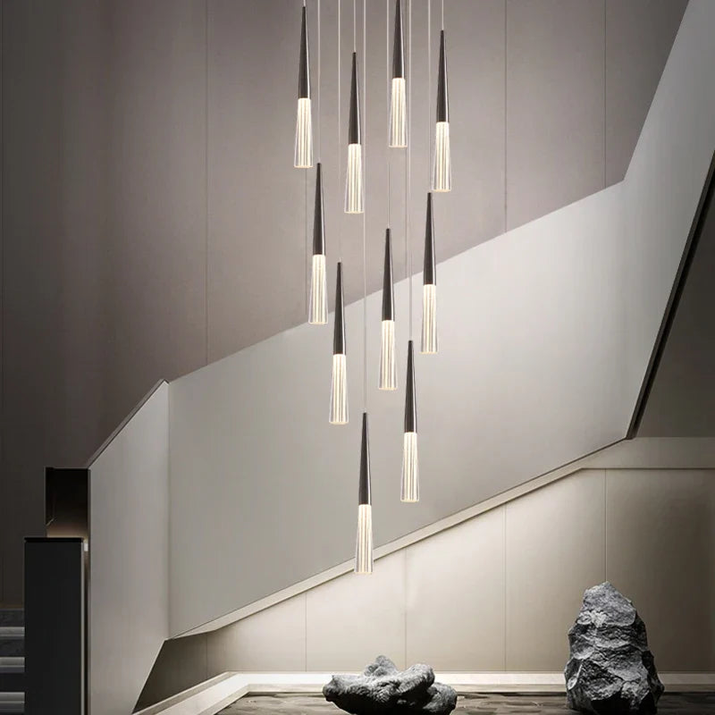 Afralia™ Acrylic Cone Pendant Light for Villa Stair, Kitchen, and Restaurant.