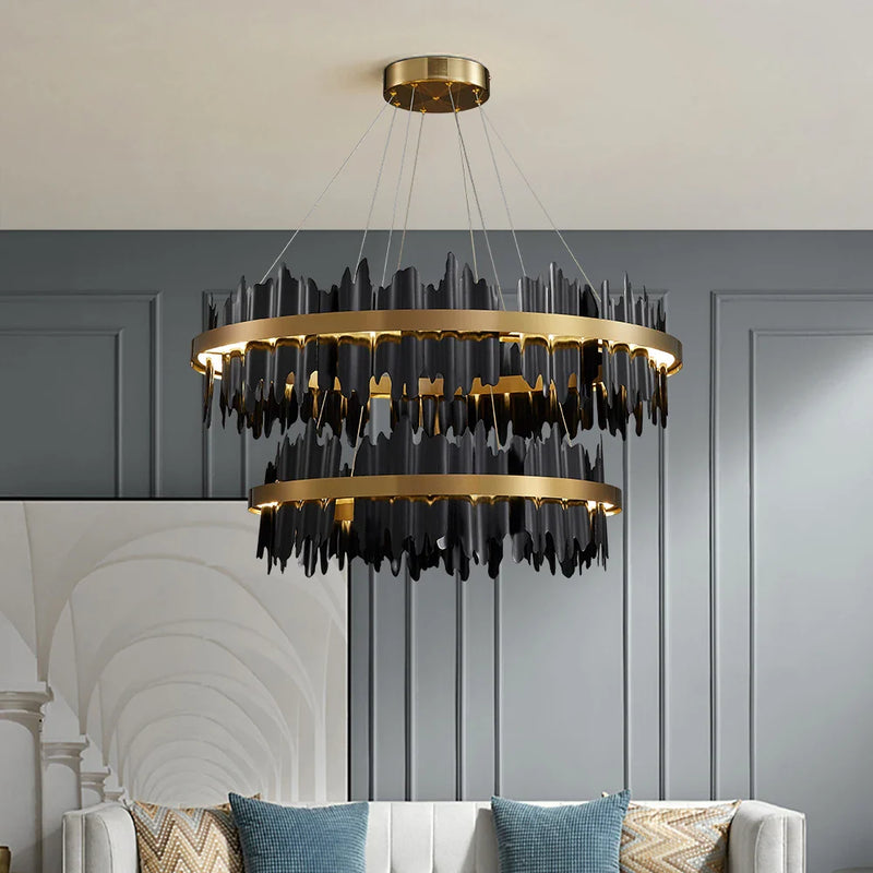 Afralia™ Modern Round LED Chandelier for Home Luxury Decor Lighting