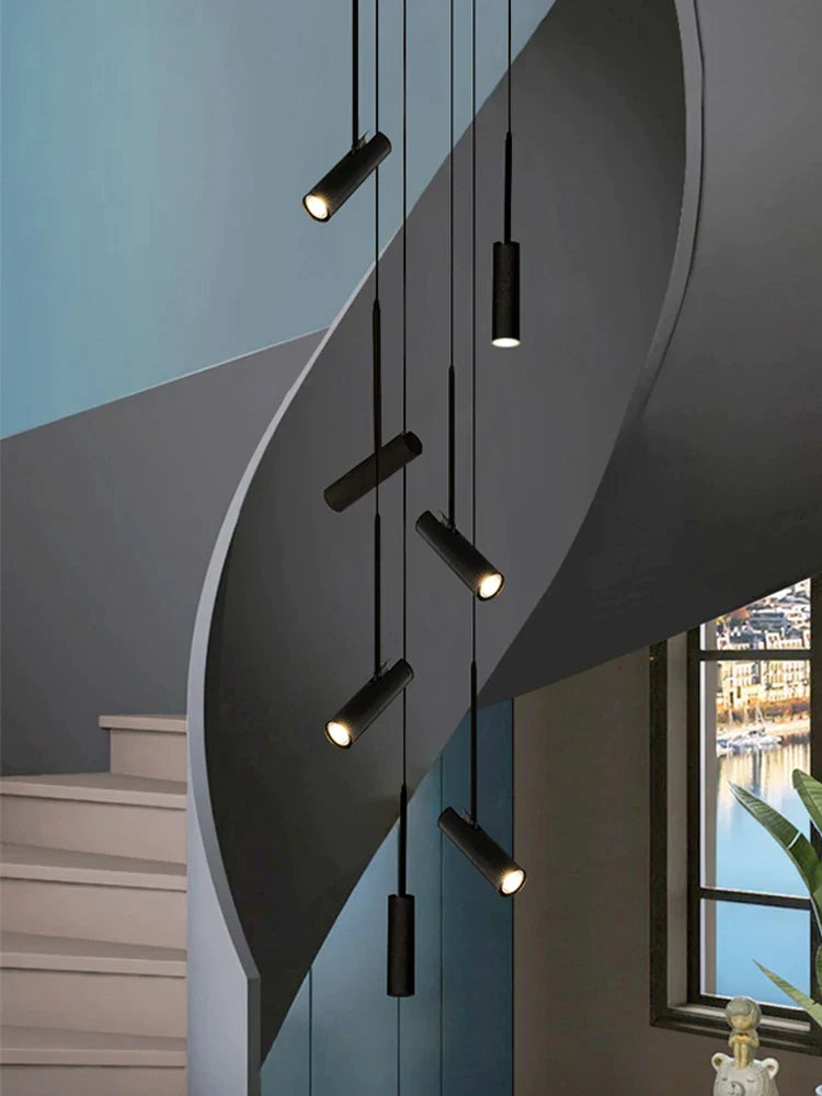 Afralia™ Nordic Chandelier: Modern Cylindrical Spotlight for Living Room, Dining Room, Staircase