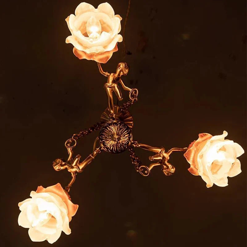 Afralia™ Brass Angel Chandelier: Luxury Burnishing Pendant Lights for Living Room