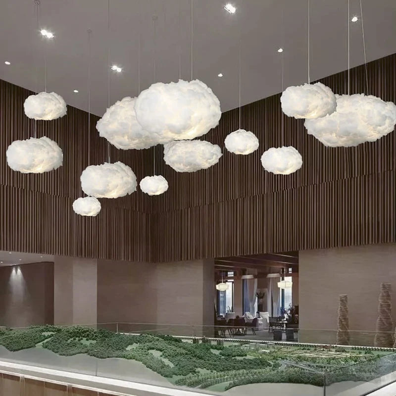 Afralia™ Cloud Pendant Lamp: Creative White Cotton LED Hanging Light for Kids and Coffee Room