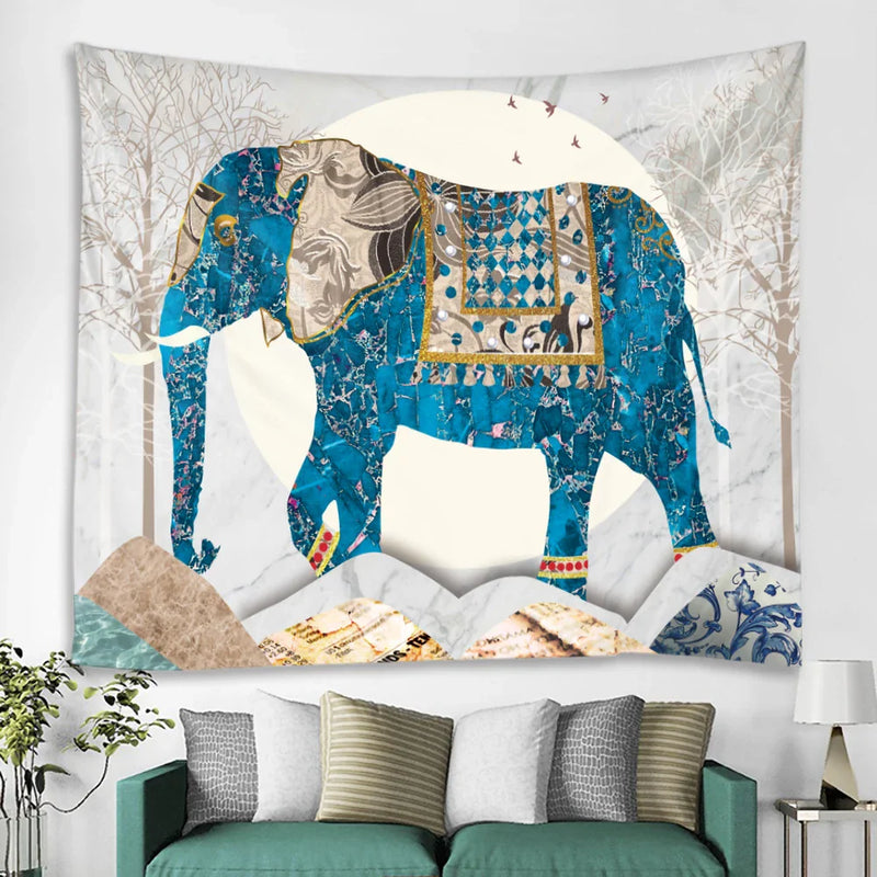 Afralia™ Elephant Tarot Psychedelic Tapestry for Home Decor and Yoga Room Zen Vibes